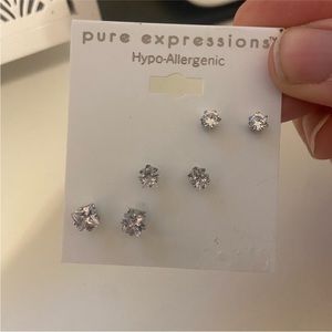 Pure expressions 3 pack of‎ stud earrings